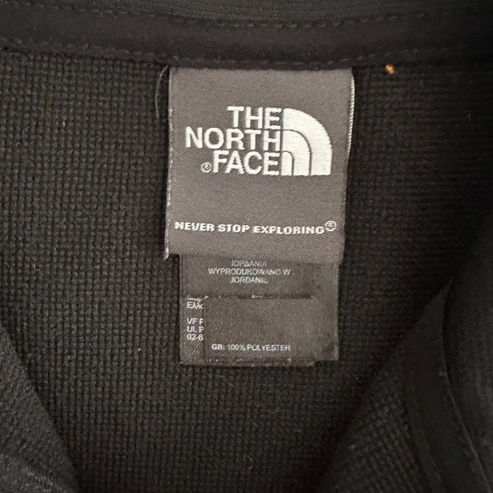 The North Face Mens Quarter Zip Pullover Black Orange Contrast Stitch Large
